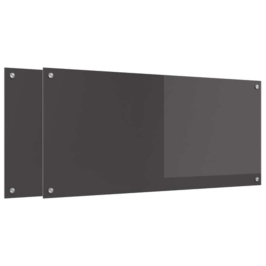 Kitchen Backsplash 2 pcs Dark Grey 110 x 50 cm Tempered Glass