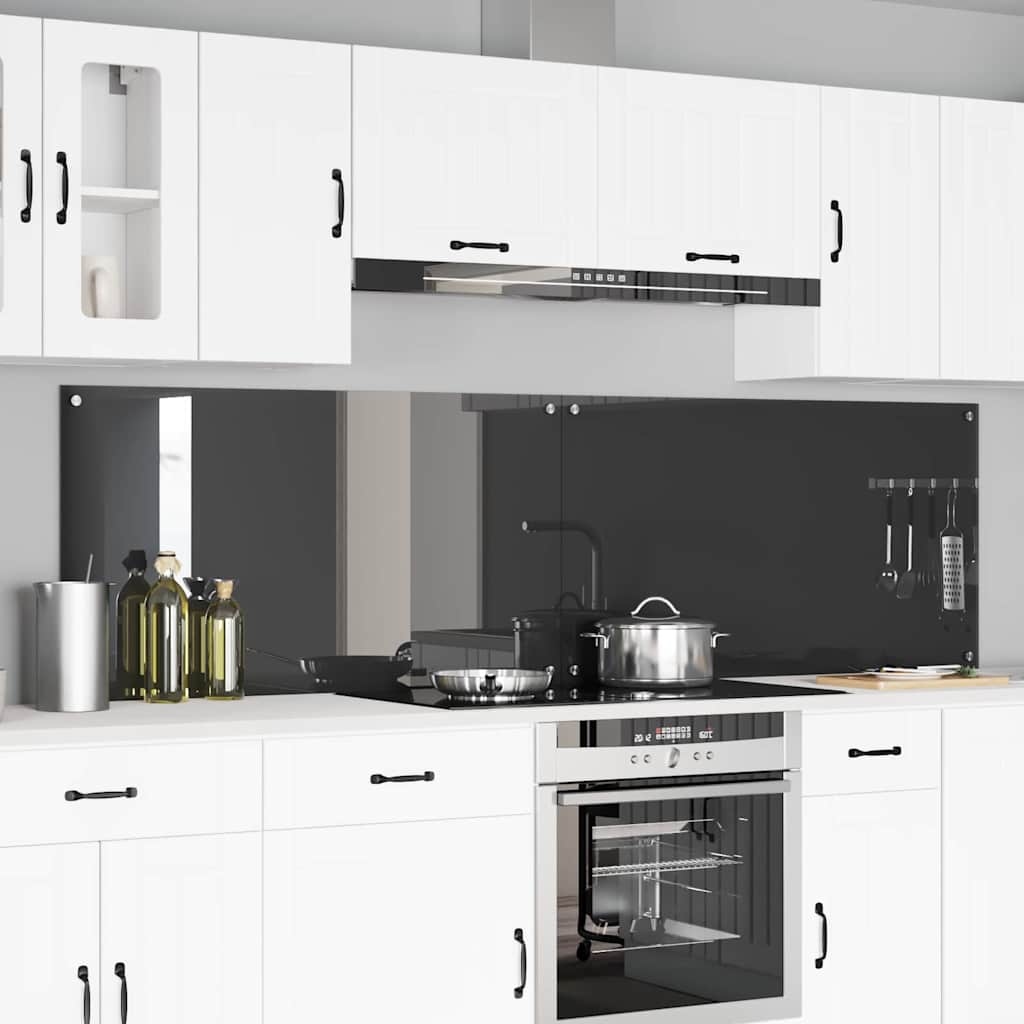 Kitchen Backsplash 2 pcs Dark Grey 110 x 60 cm Tempered Glass