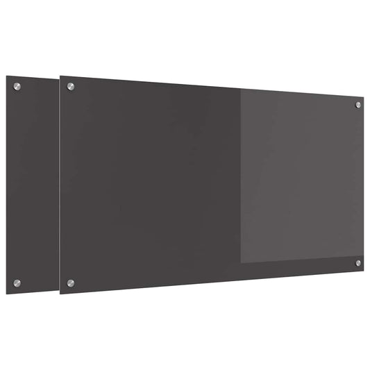 Kitchen Backsplash 2 pcs Dark Grey 110 x 60 cm Tempered Glass