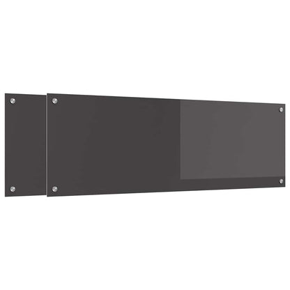 Kitchen Backsplash 2 pcs Dark Grey 120 x 40 cm Tempered Glass