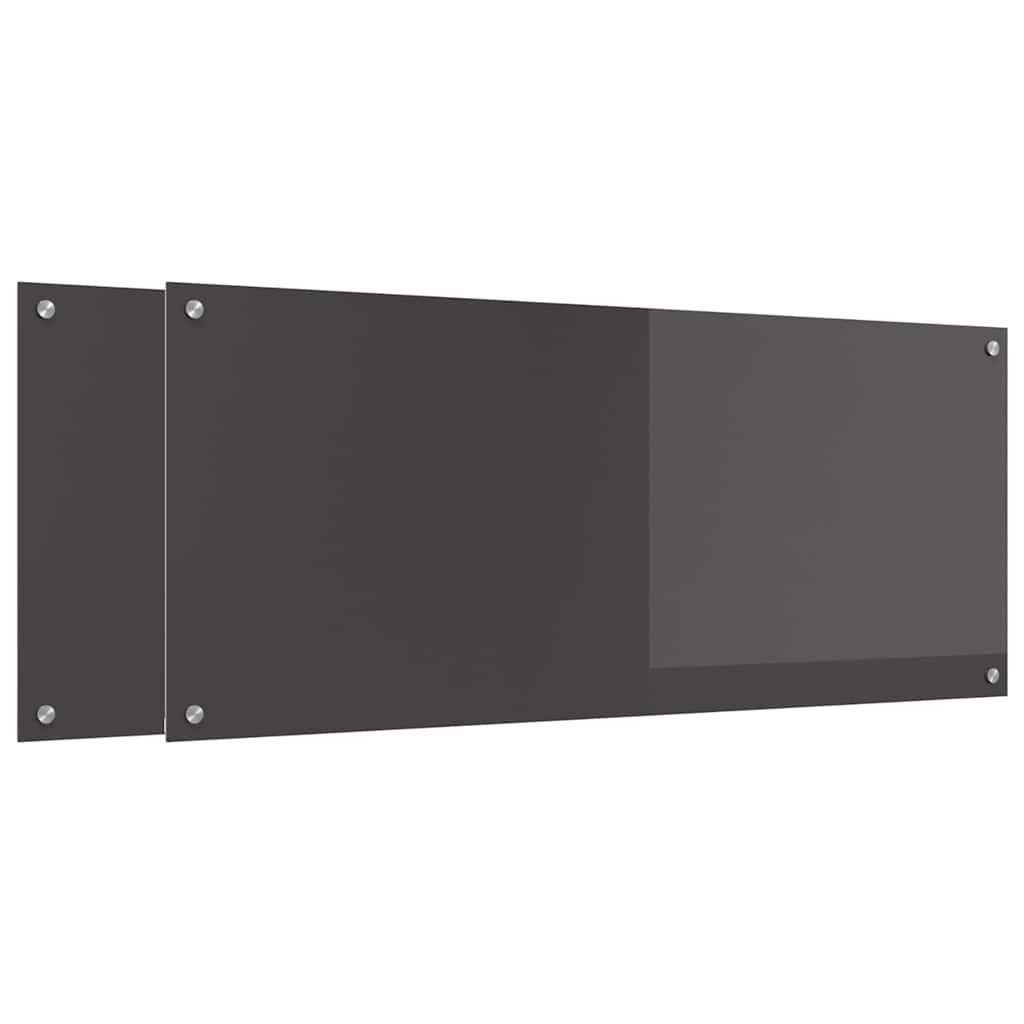 Kitchen Backsplash 2 pcs Dark Grey 120 x 50 cm Tempered Glass
