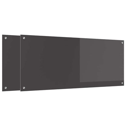 Kitchen Backsplash 2 pcs Dark Grey 120 x 50 cm Tempered Glass