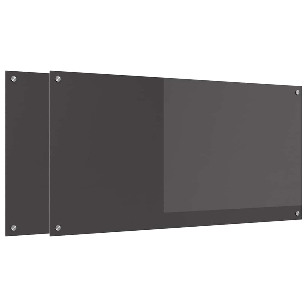 Kitchen Backsplash 2 pcs Dark Grey 120 x 60 cm Tempered Glass