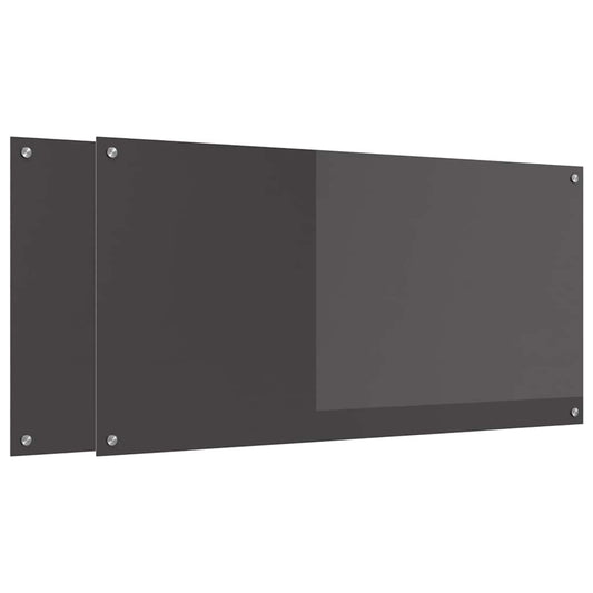 Kitchen Backsplash 2 pcs Dark Grey 120 x 60 cm Tempered Glass