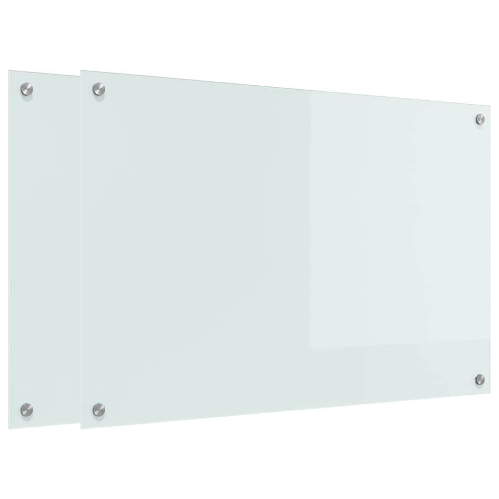 Kitchen Backsplash 2 pcs White 90 x 60 cm Tempered Glass