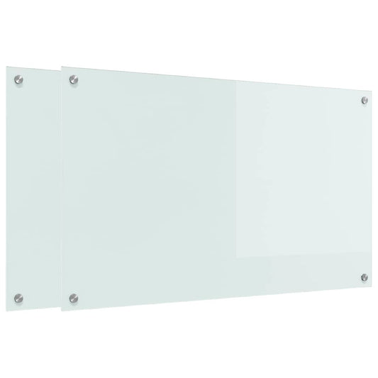 Kitchen Backsplash 2 pcs White 100 x 60 cm Tempered Glass