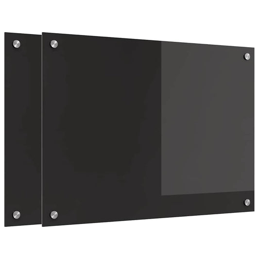 Kitchen Backsplash 2 pcs Black 70 x 50 cm Tempered Glass