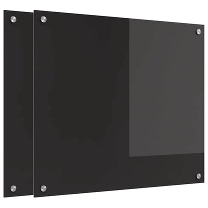 Kitchen Backsplash 2 pcs Black 70 x 60 cm Tempered Glass