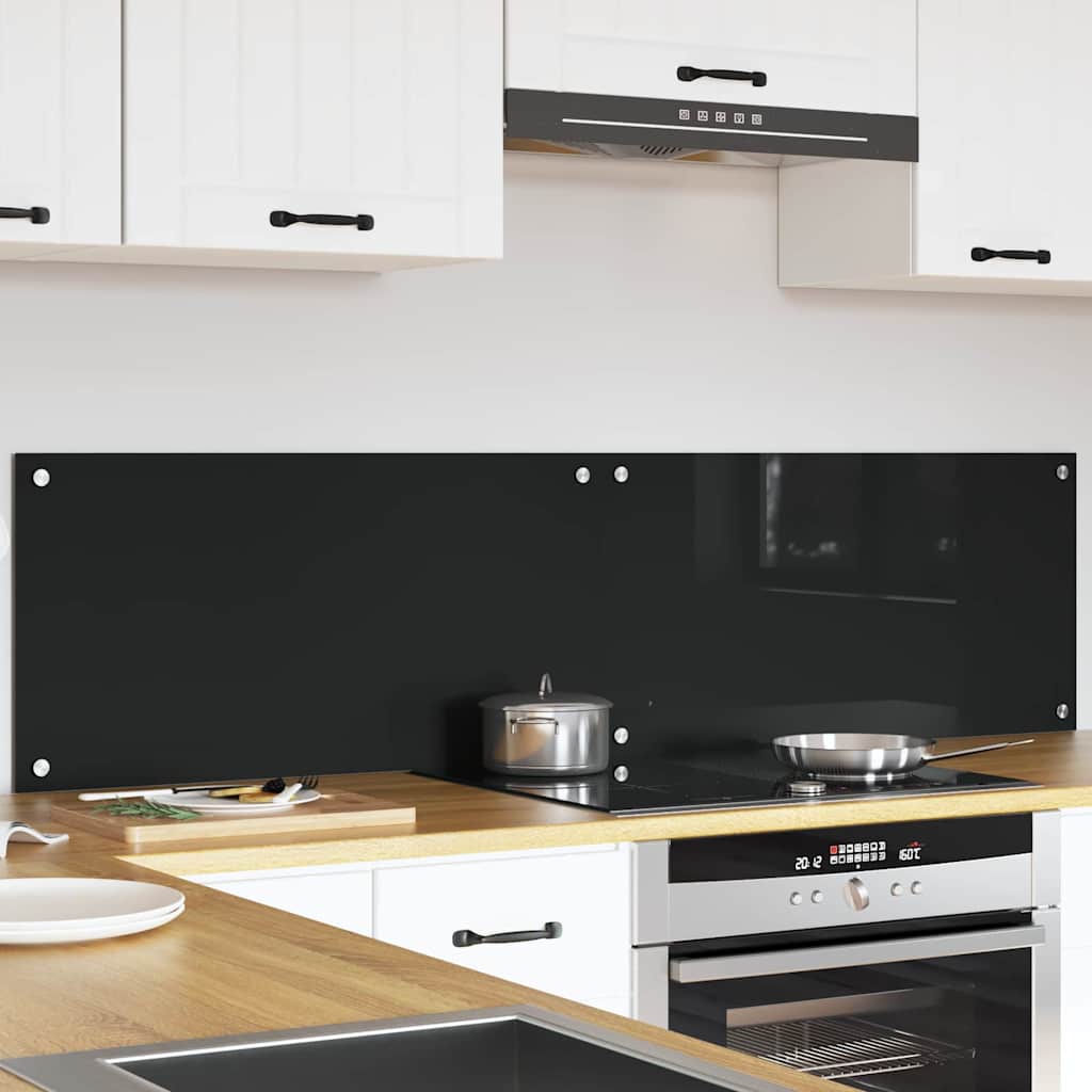 Kitchen Backsplash 2 pcs Black 80 x 40 cm Tempered Glass
