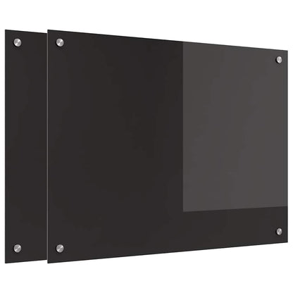 Kitchen Backsplash 2 pcs Black 80 x 60 cm Tempered Glass