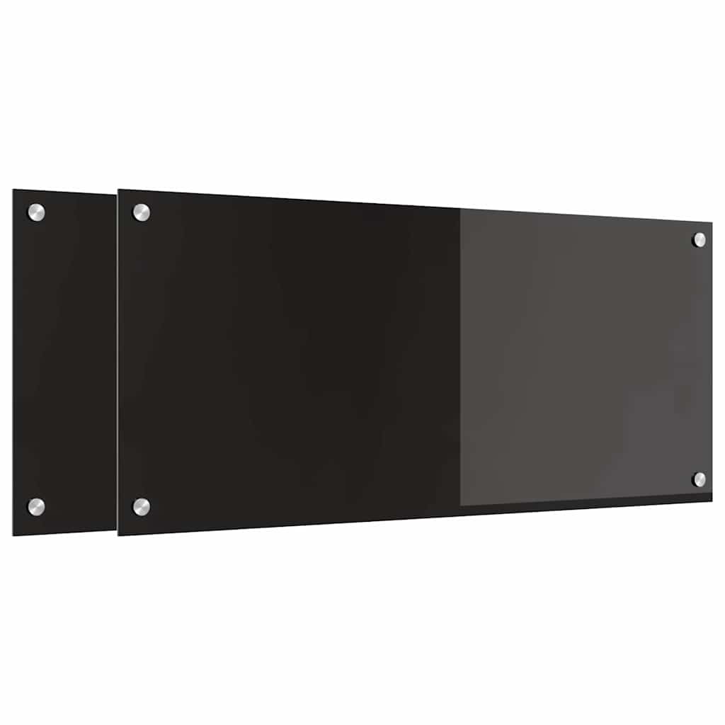 Kitchen Backsplash 2 pcs Black 90 x 40 cm Tempered Glass