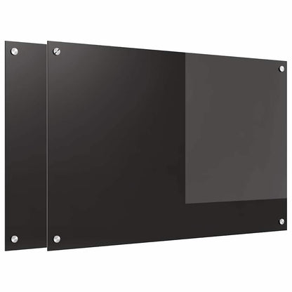 Kitchen Backsplash 2 pcs Black 90 x 60 cm Tempered Glass