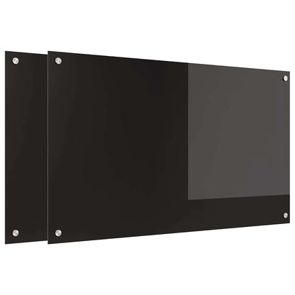 Kitchen Backsplash 2 pcs Black 100 x 60 cm Tempered Glass