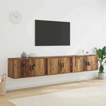 Wall-mounted TV Cabinet Set 3 pcs Old Wood 80 x 34.5 x 40 cm
