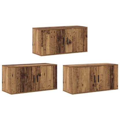 Wall-mounted TV Cabinet Set 3 pcs Old Wood 80 x 34.5 x 40 cm