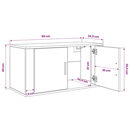 Wall-mounted TV Cabinet Set 3 pcs Old Wood 80 x 34.5 x 40 cm