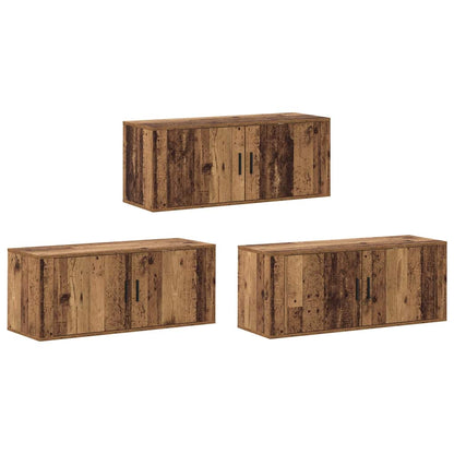 Wall-mounted TV Cabinet Set 3 pcs Old Wood 100 x 34.5 x 40 cm