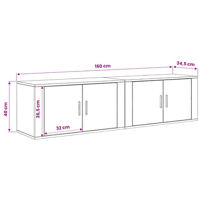 Wall-mounted TV Cabinet Set 2 pcs Old Wood 80 x 34.5 x 40 cm