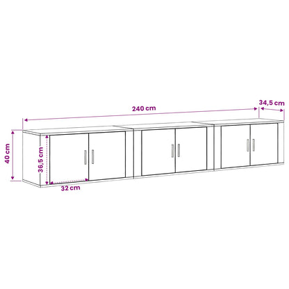 Wall-mounted TV Cabinet Set 3 pcs Artisan Oak 80 x 34.5 x 40 cm