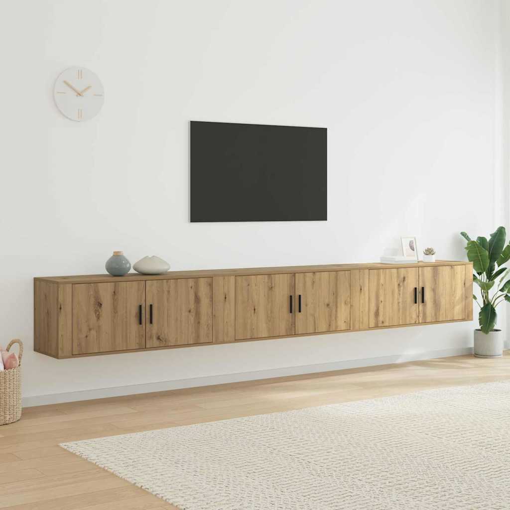 Wall-mounted TV Cabinet Set 3 pcs Artisan Oak Engineered Wood