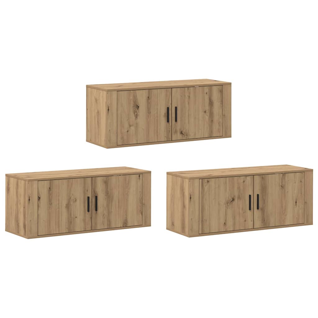 Wall-mounted TV Cabinet Set 3 pcs Artisan Oak Engineered Wood