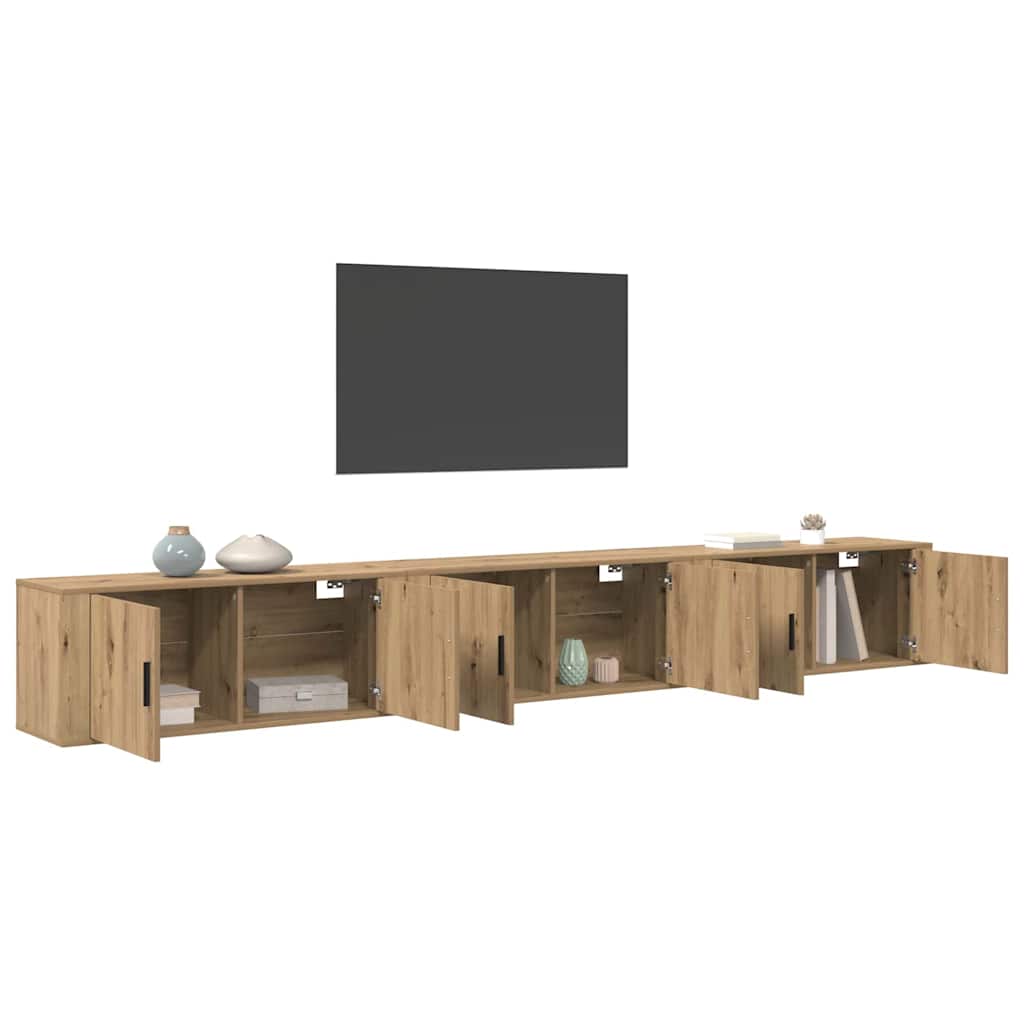 Wall-mounted TV Cabinet Set 3 pcs Artisan Oak Engineered Wood