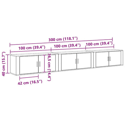 Wall-mounted TV Cabinet Set 3 pcs Artisan Oak Engineered Wood