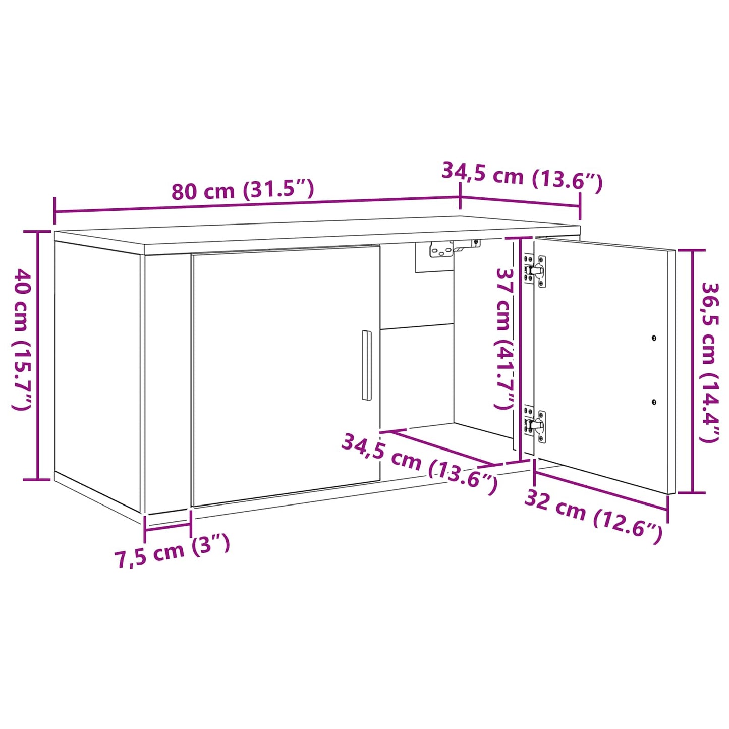 Wall-mounted TV Cabinet Set 2 pcs Artisan Oak 80 x 34.5 x 40 cm