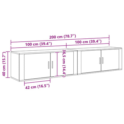 Wall-mounted TV Cabinet Set 2 pcs Artisan Oak Engineered Wood