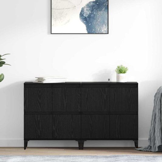 Sideboards 2 pcs Black Oak 60 x 35 x 70 cm Engineered Wood