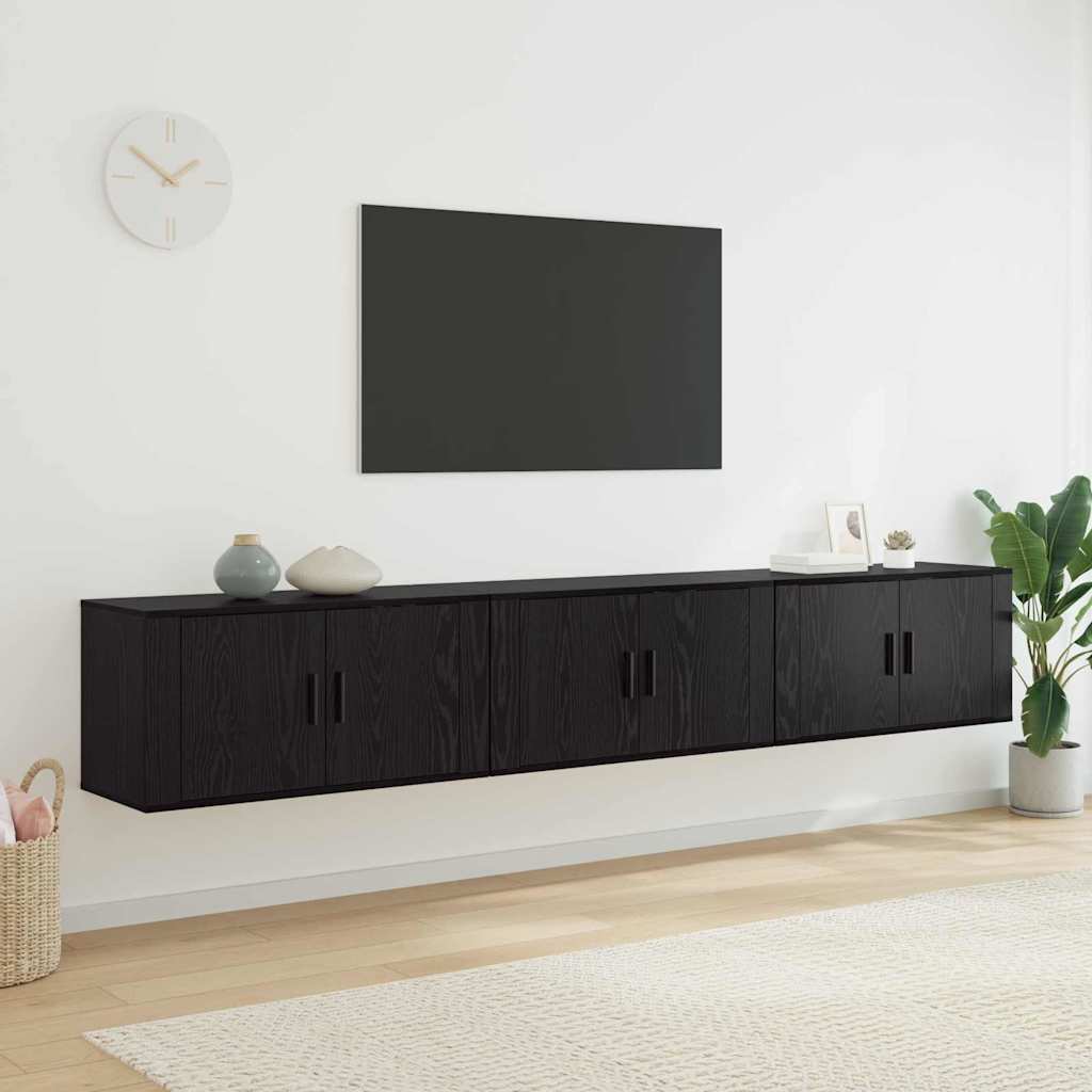 Wall-mounted TV Cabinet Set 3 pcs Black Oak 80 x 34.5 x 40 cm