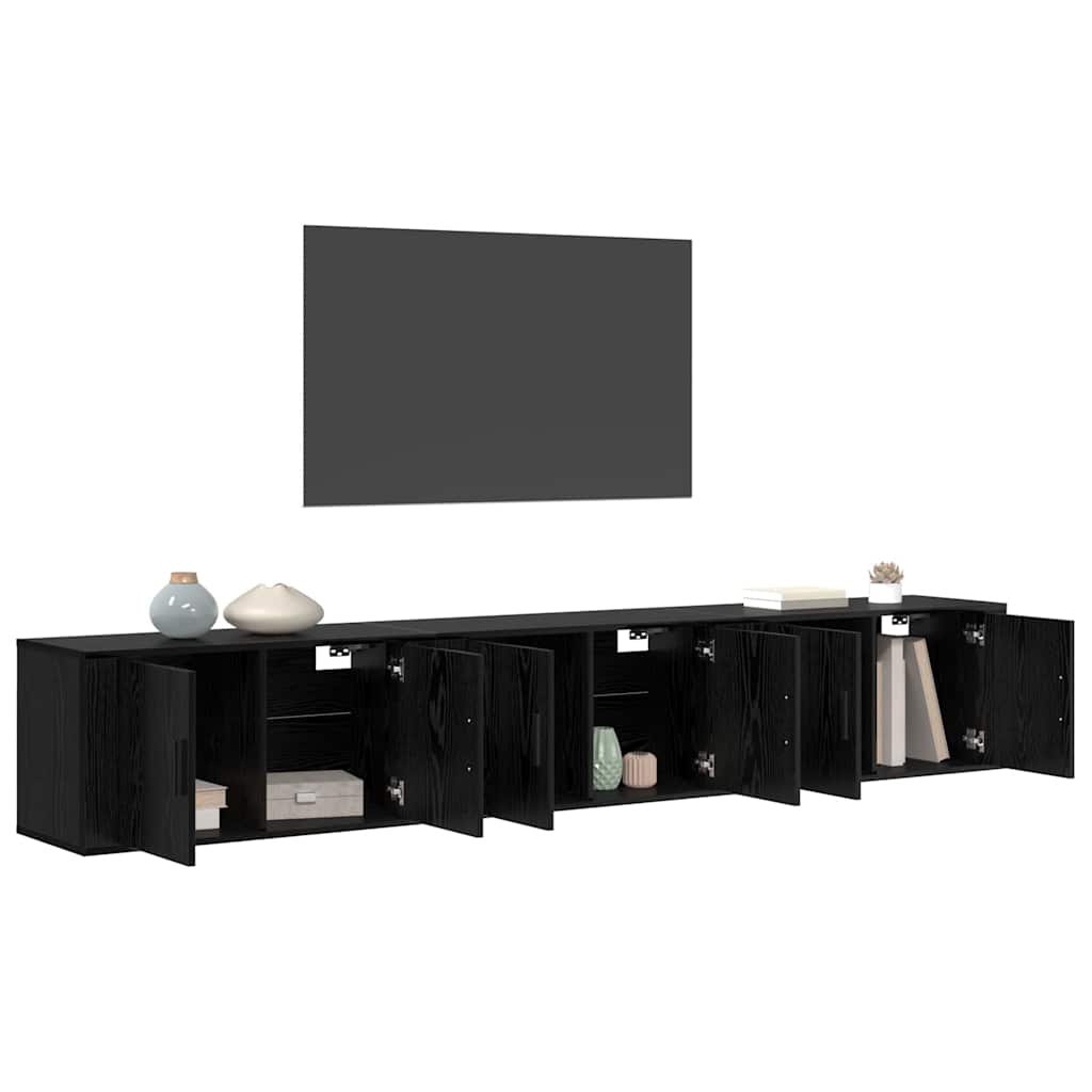Wall-mounted TV Cabinet Set 3 pcs Black Oak 80 x 34.5 x 40 cm