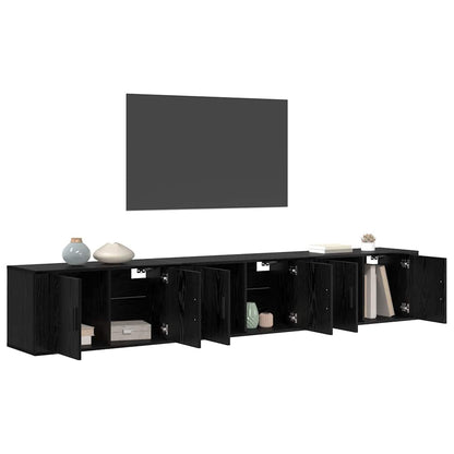 Wall-mounted TV Cabinet Set 3 pcs Black Oak 80 x 34.5 x 40 cm