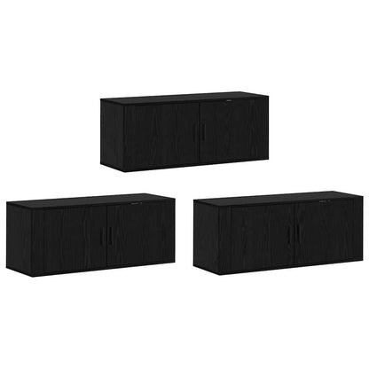 Wall-mounted TV Cabinet Set 3 pcs Black Oak 100 x 34.5 x 40 cm