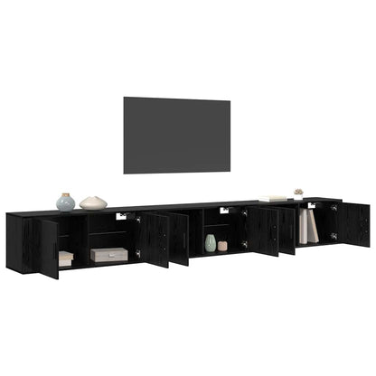 Wall-mounted TV Cabinet Set 3 pcs Black Oak 100 x 34.5 x 40 cm
