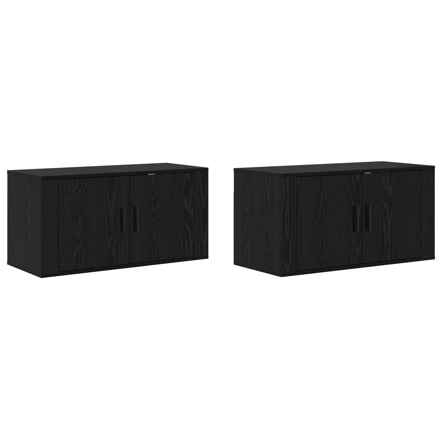 Wall-mounted TV Cabinet Set 2 pcs Black Oak 80 x 34.5 x 40 cm