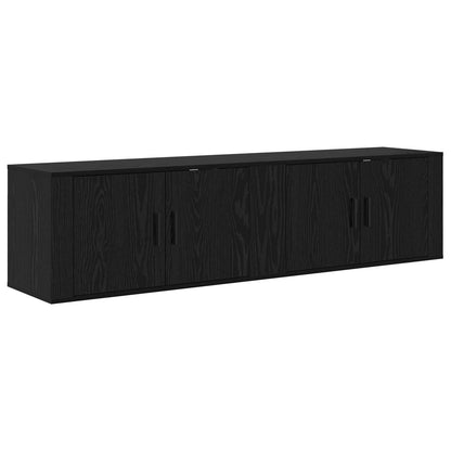 Wall-mounted TV Cabinet Set 2 pcs Black Oak 80 x 34.5 x 40 cm