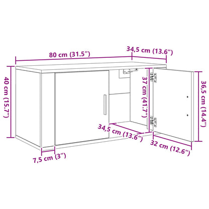 Wall-mounted TV Cabinet Set 2 pcs Black Oak 80 x 34.5 x 40 cm
