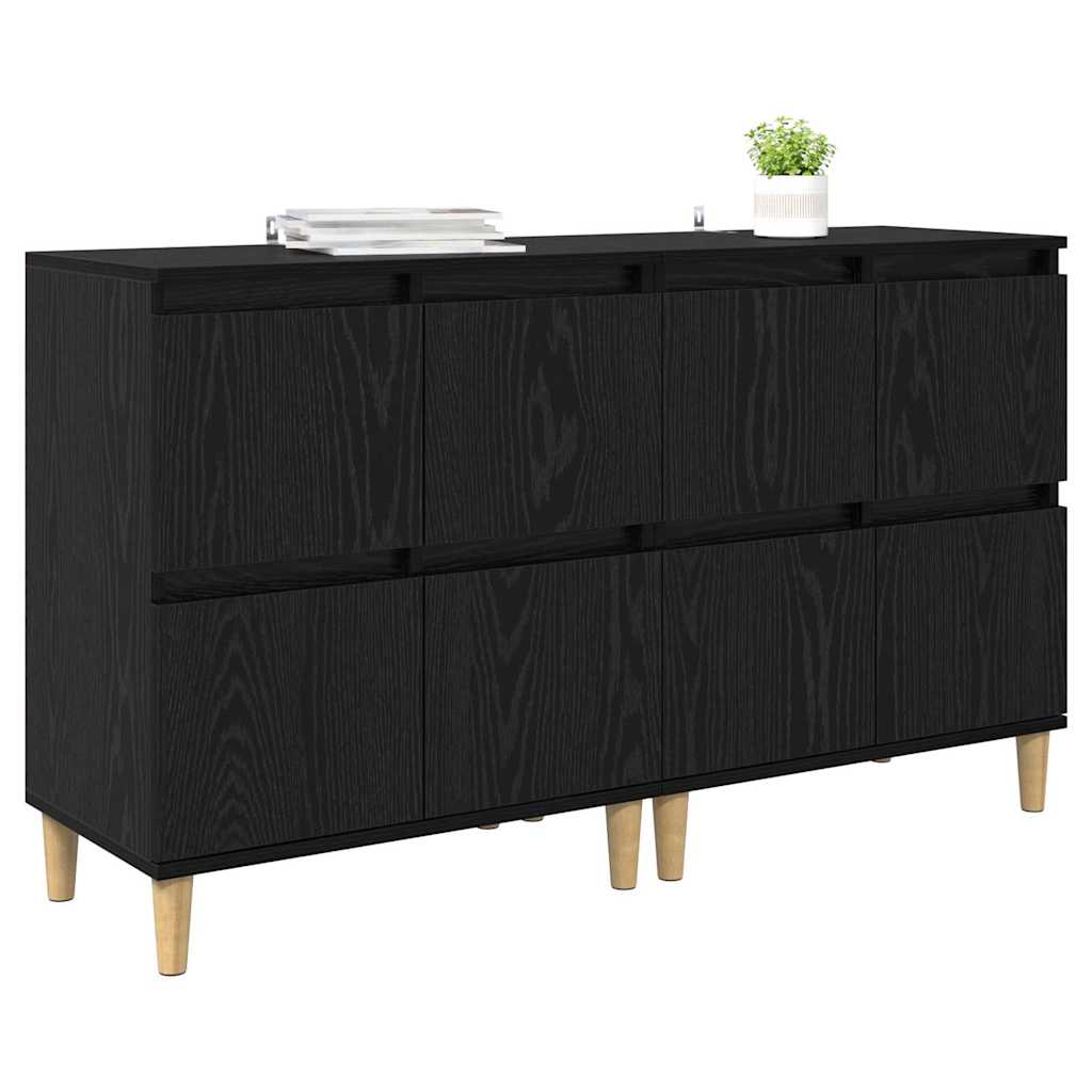 Sideboards 2 pcs Black Oak 60 x 35 x 70 cm Engineered Wood