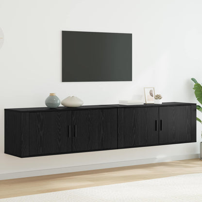 Wall-mounted TV Cabinet Set 2 pcs Black Oak 100 x 34.5 x 40 cm