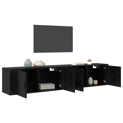 Wall-mounted TV Cabinet Set 2 pcs Black Oak 100 x 34.5 x 40 cm