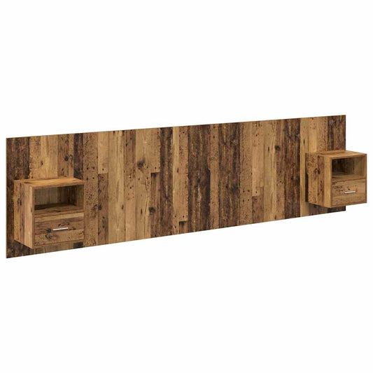 Headboard With Cabinet 3 pcs Old Wood Engineered Wood