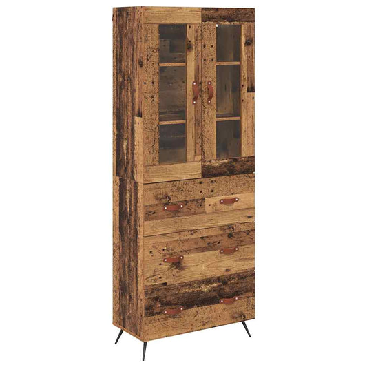 Highboard Cabinet with Shelf 2 pcs Old Wood 69.5 x 34 x 180 cm