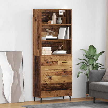 Highboard with Drawer 2 pcs Old Wood Engineered Wood