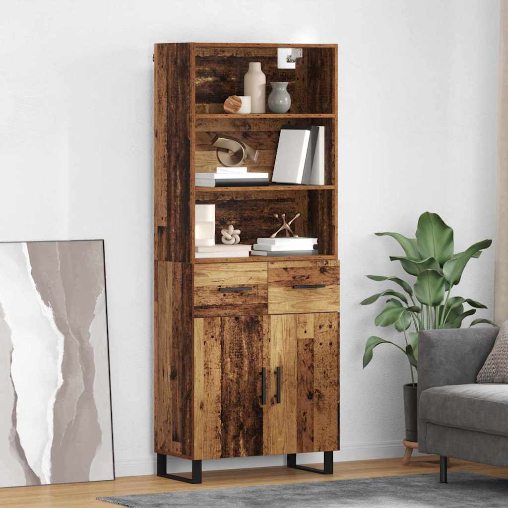 Highboard with Drawer 2 pcs Old Wood Engineered Wood