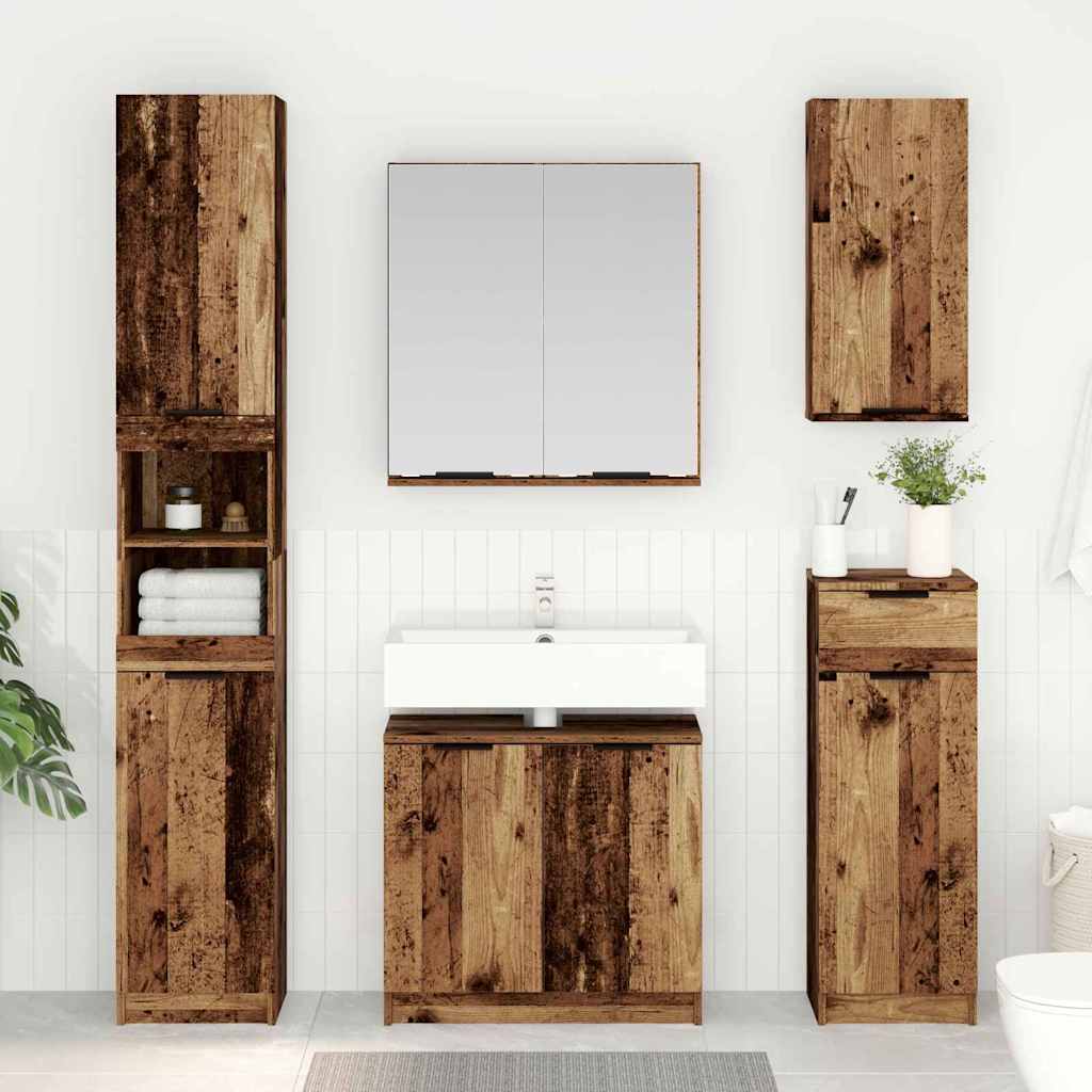 Bathroom Cabinet Set with Shelf 3 pcs Old Wood Engineered Wood