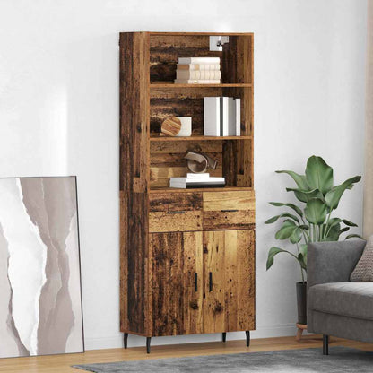 Highboard Old Wood 69.5 x 34 x 180 cm Engineered Wood and Glass