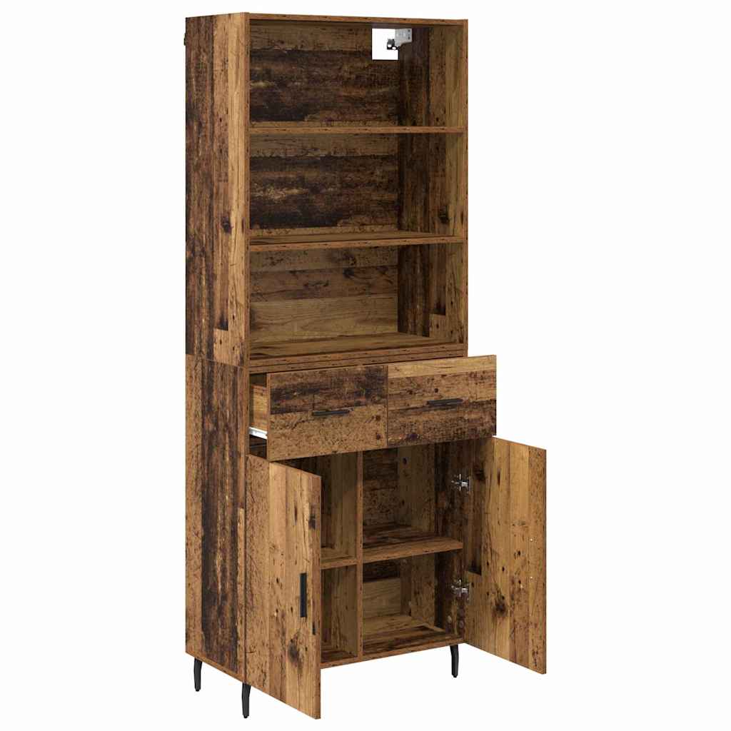 Highboard Old Wood 69.5 x 34 x 180 cm Engineered Wood and Glass