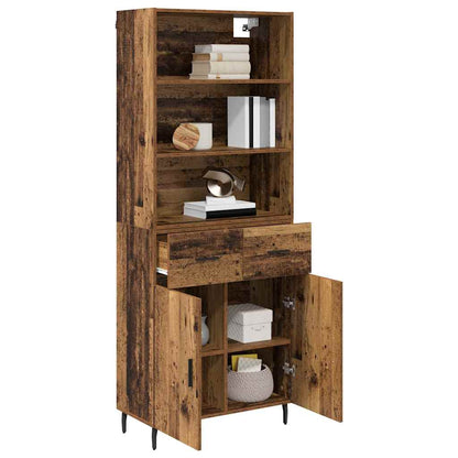 Highboard Old Wood 69.5 x 34 x 180 cm Engineered Wood and Glass