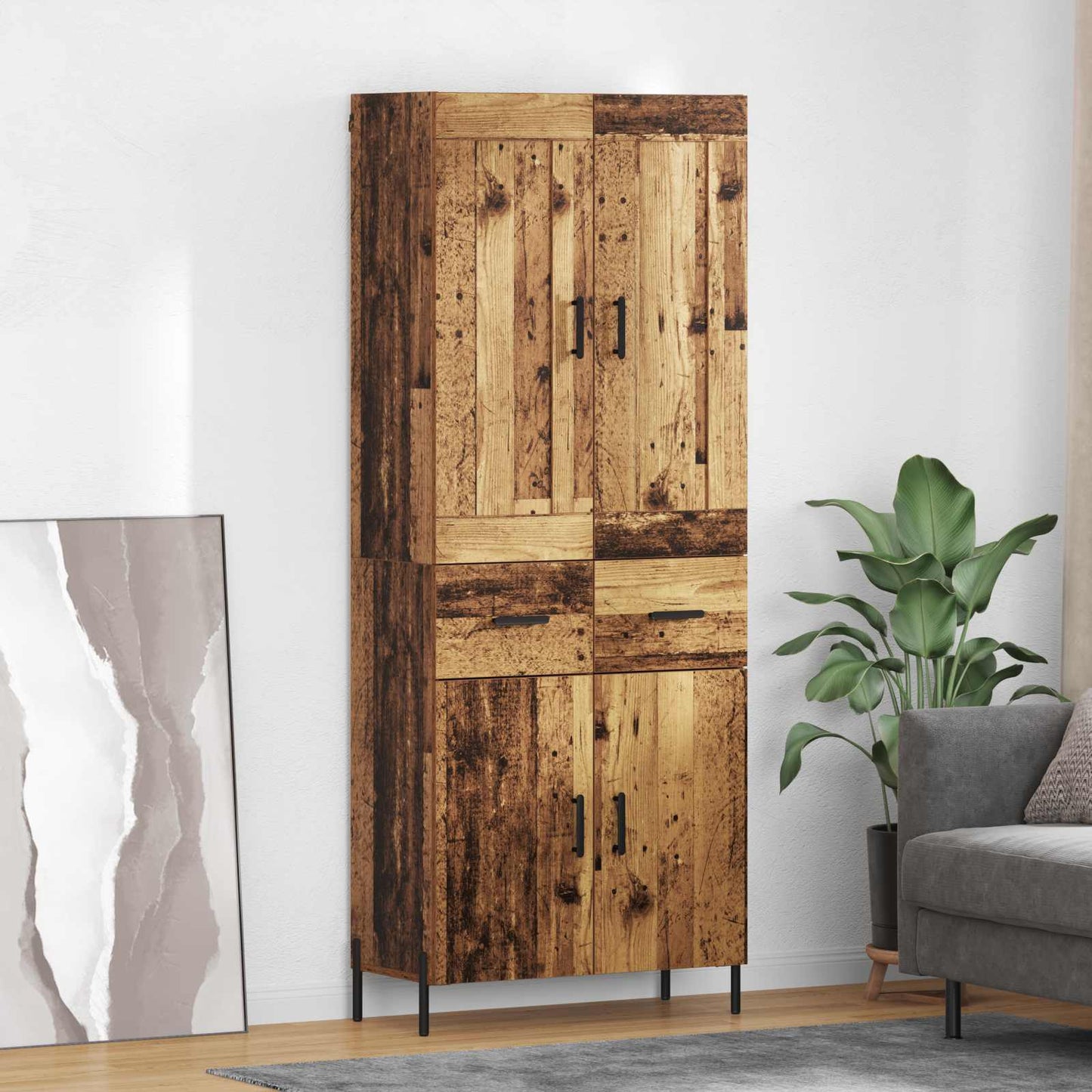 Highboard 2 pcs Old Wood Engineered Wood